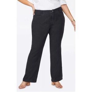 NYDJ Black Linen Trouser Pants Stretch Dark Academia Women's Size 18w NWT